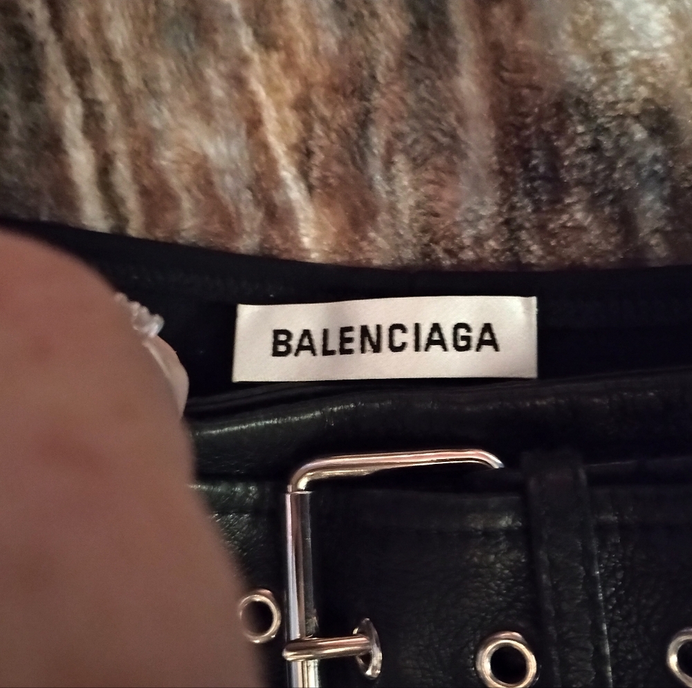 New Balenciaga black leather skirt